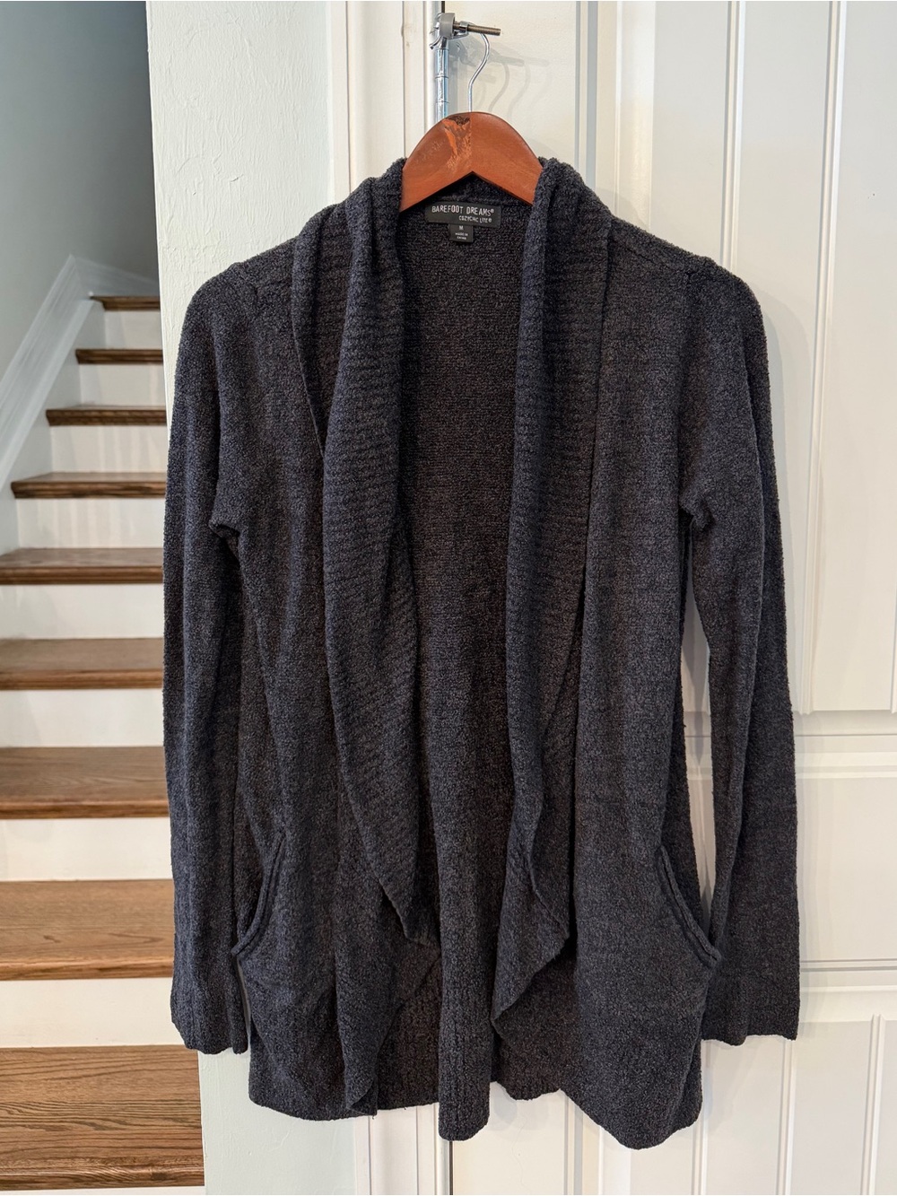 Barefoot Dreams CozyChic Lite Circle Cardigan Women M Charcoal Gray Style 452